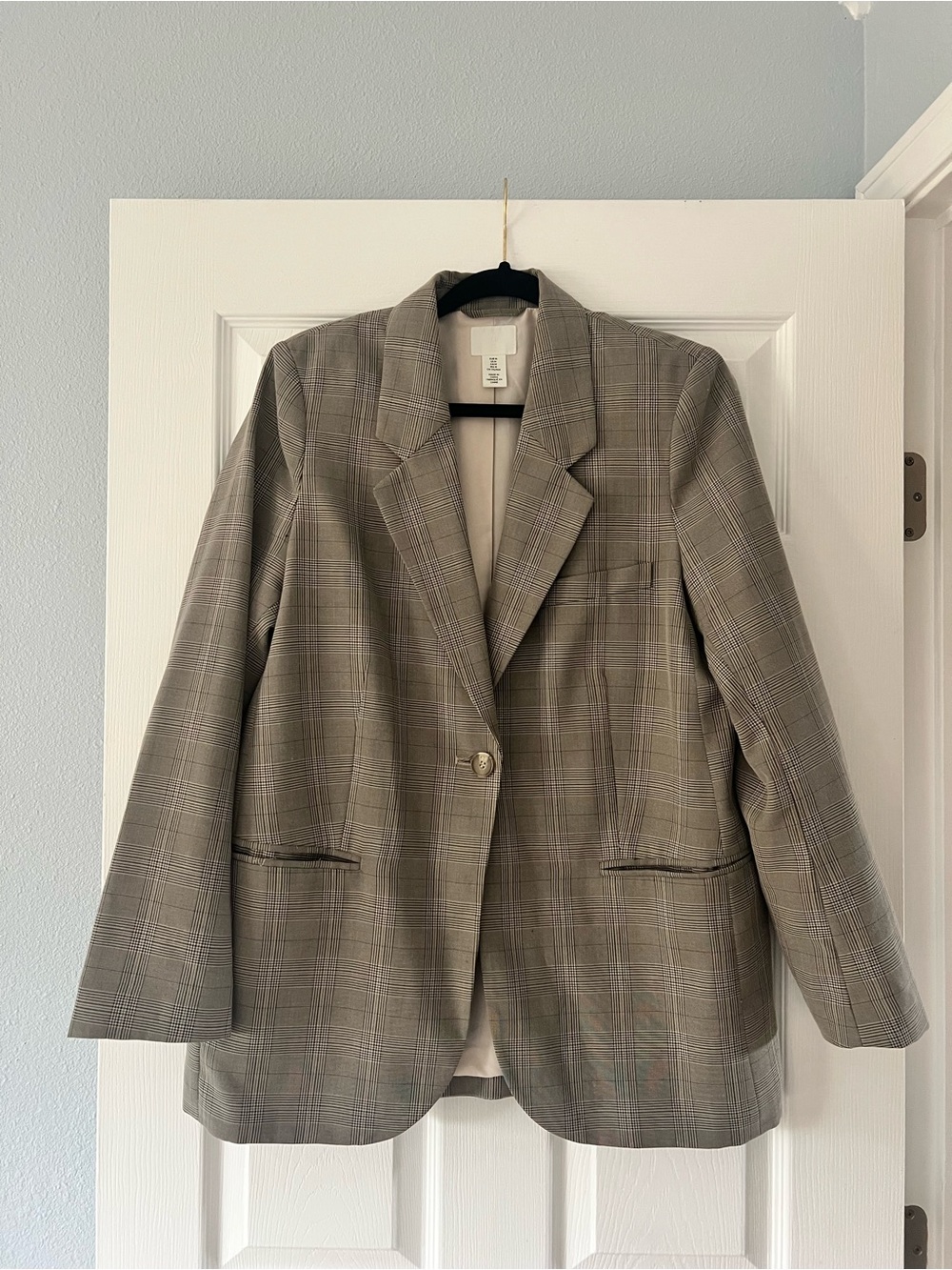 H&M Gray Plaid Single-Button Women’s  Blazer